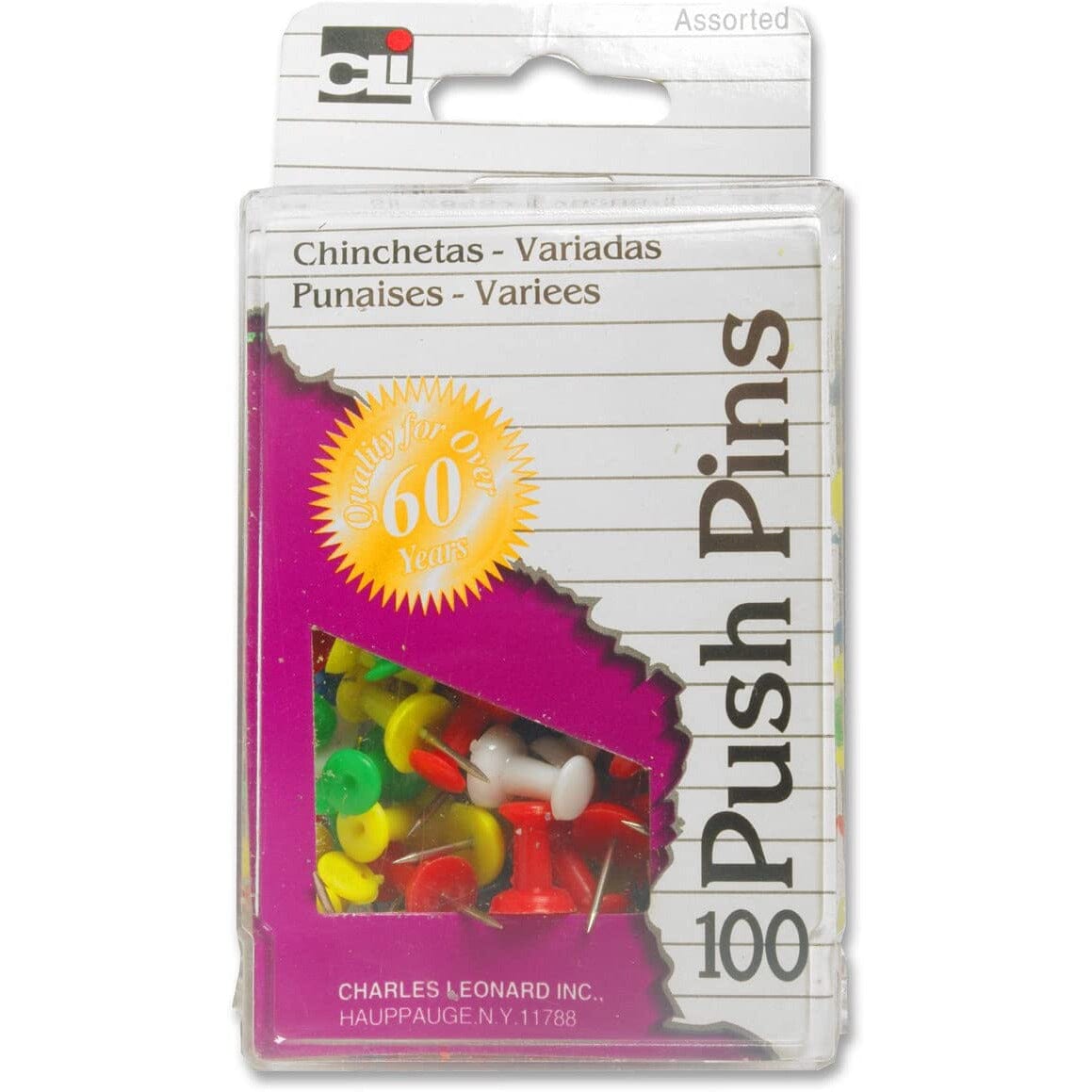 Push Pins (Assorted Colors) Arts & Crafts Charles Leonard