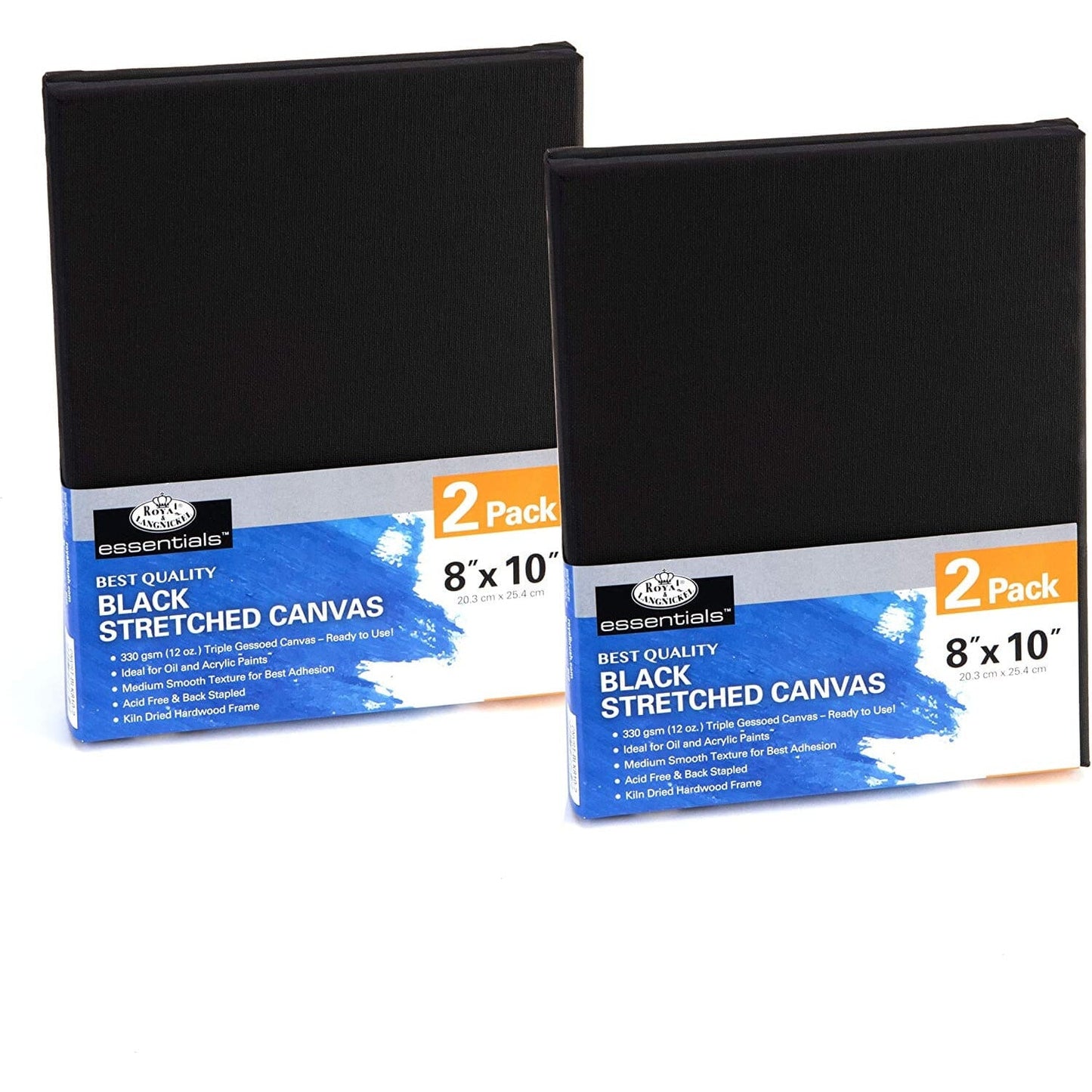 Canvas Board 8 x 10 Black (2 Pack) Royal Brush 8 x 10 Black Stretch (2 Pack)