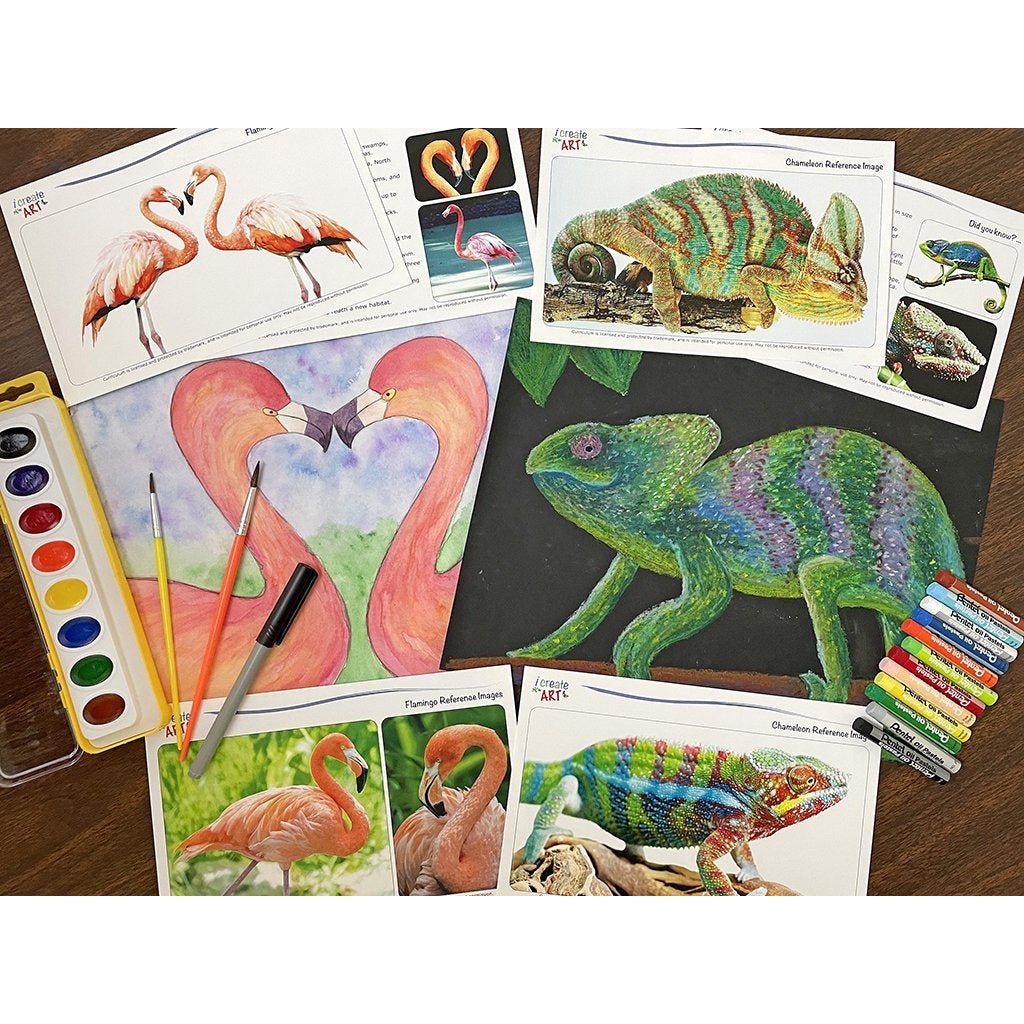 Creative Artist Series: Chameleon & Flamingo Art Box I Create Art