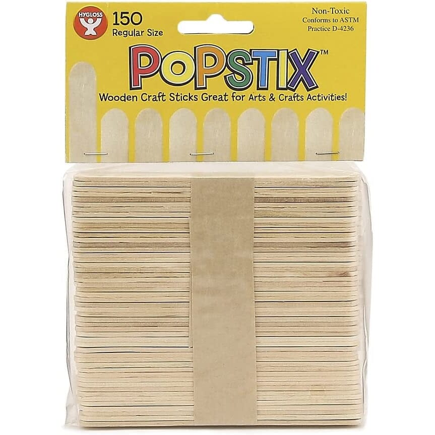 Natural Craft Wood Popstix Arts & Crafts Hygloss 4.5"-150 Bagged