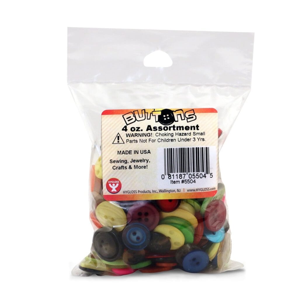Bucket of Buttons Arts & Crafts Hygloss 4 oz Bag