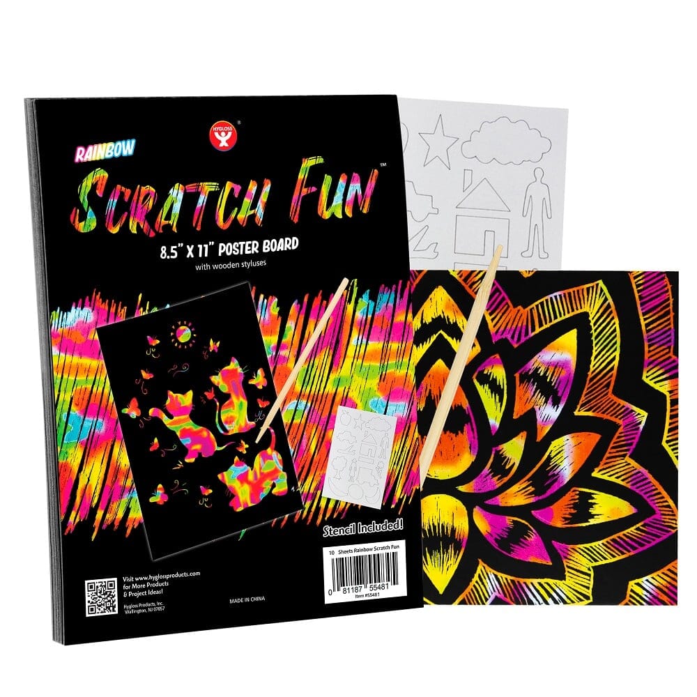 Rainbow Scratch Paper Arts & Crafts HyGloss 8.5 x 11 (10 Sheets)