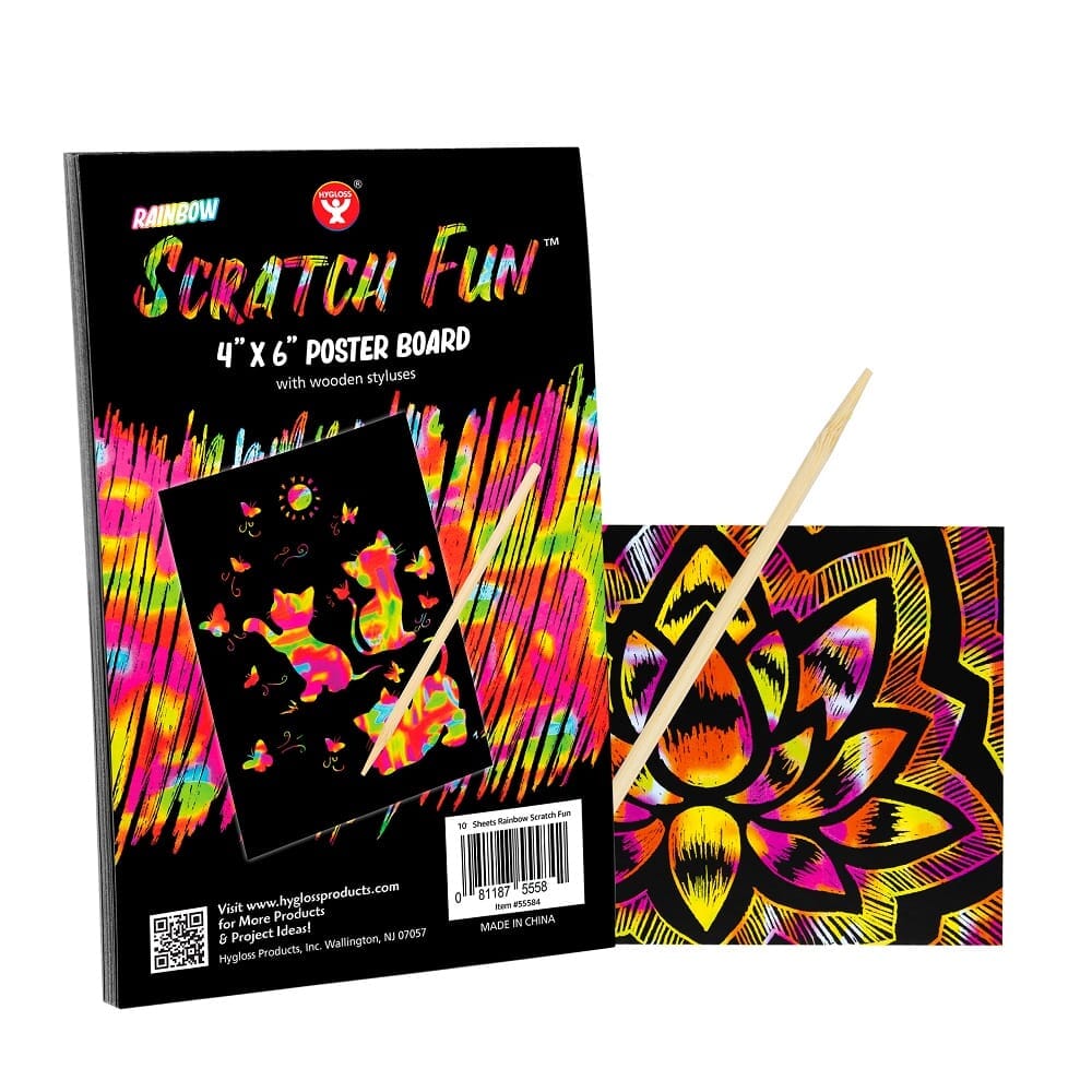 Rainbow Scratch Paper Arts & Crafts HyGloss 4 x 6 (10 Sheets)
