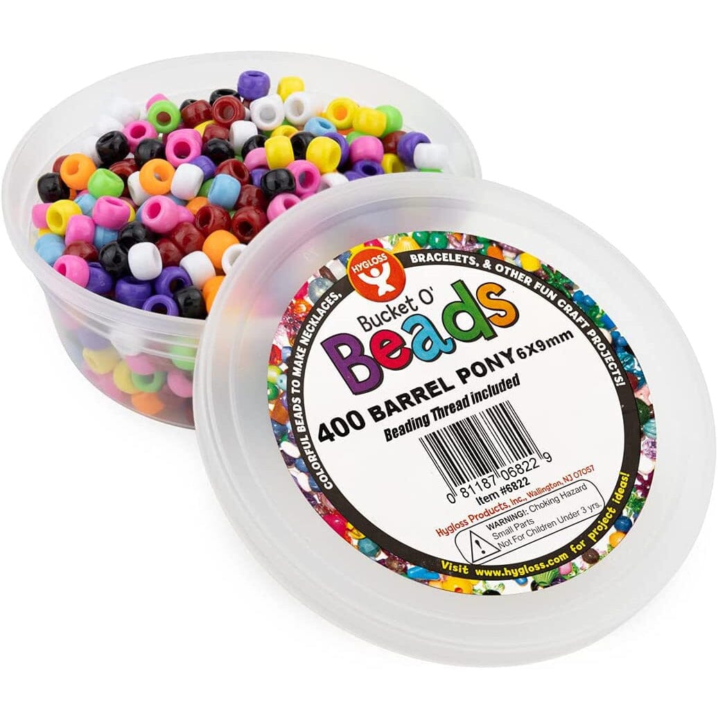 Bucket of Beads with Thread Arts & Crafts HyGloss 