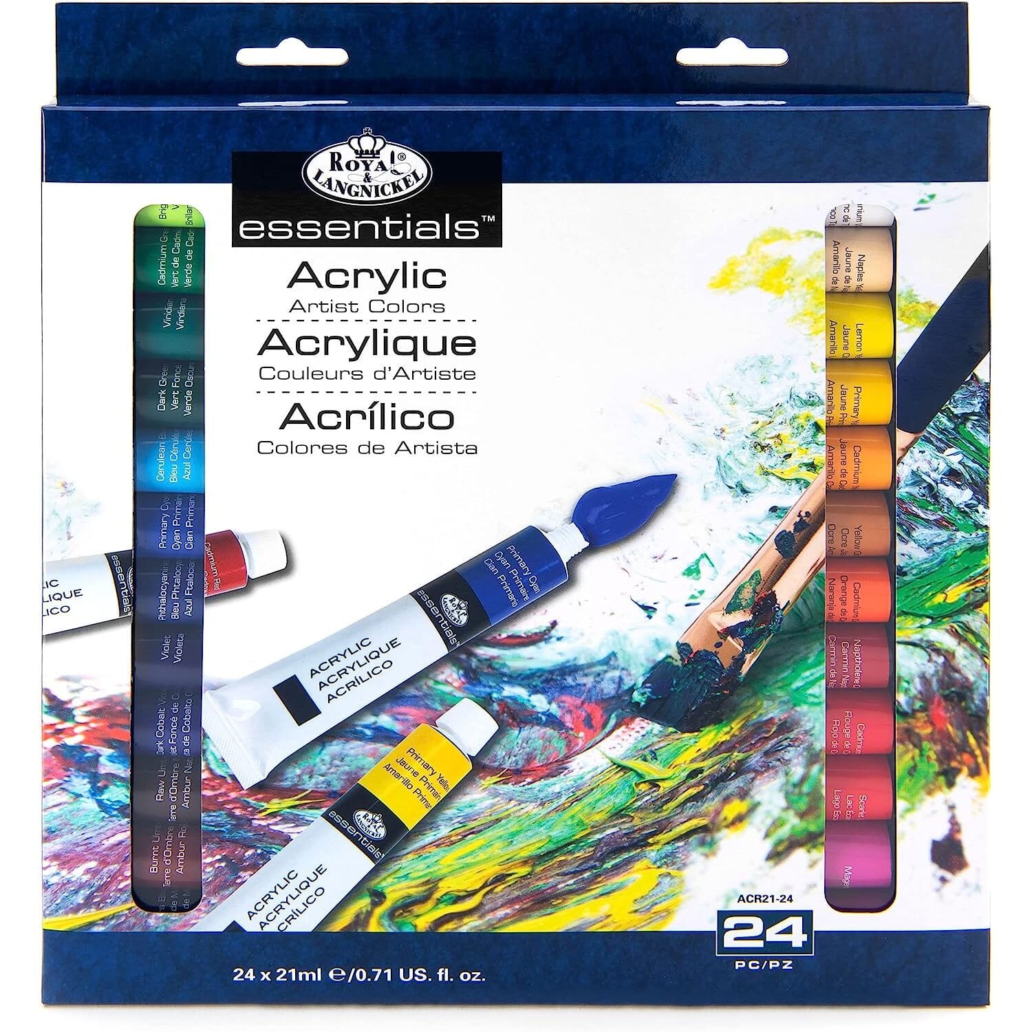 Acrylic Paint (21ml Tube) Drawing & Painting Kits Royal Brush 24 Pack