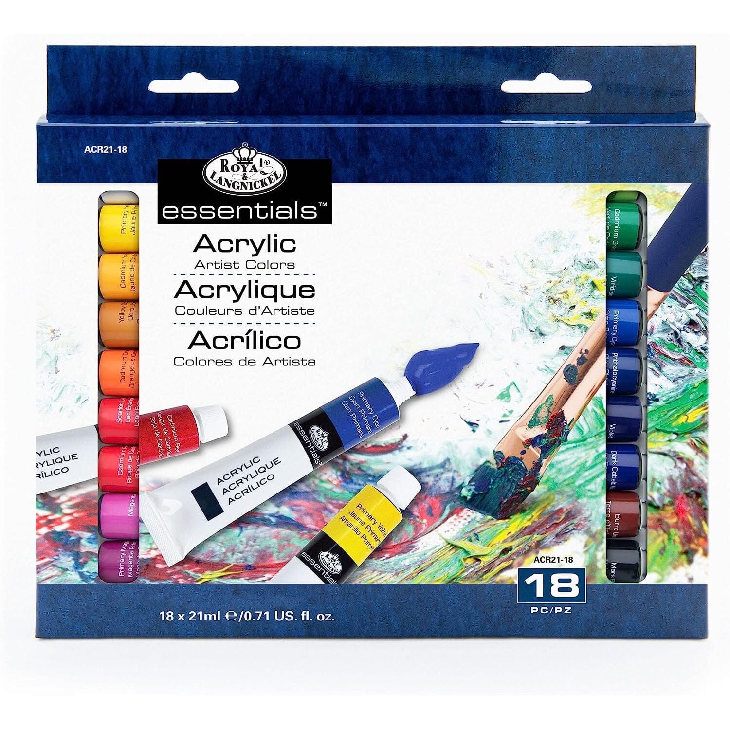 Acrylic Paint (21ml Tube) Drawing & Painting Kits Royal Brush 18 Pack