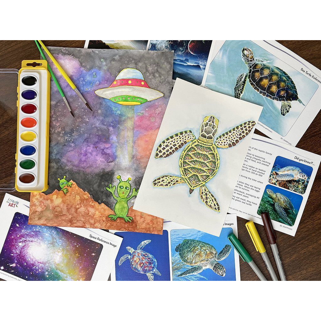 Creative Artist Series: Sea Turtle & Space Alien Art Box I Create Art 